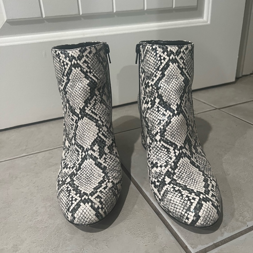 INC snakeskin booties
